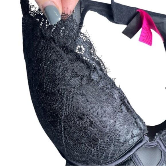 LaSenza Large Babydoll Lingerie Outfit Black Push Up Sexy Sheer Lace Chemise Bra - Picture 8 of 13